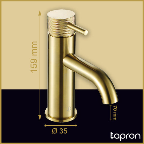  Brushed Brass Gold Basin Mixer Tap -Tapron