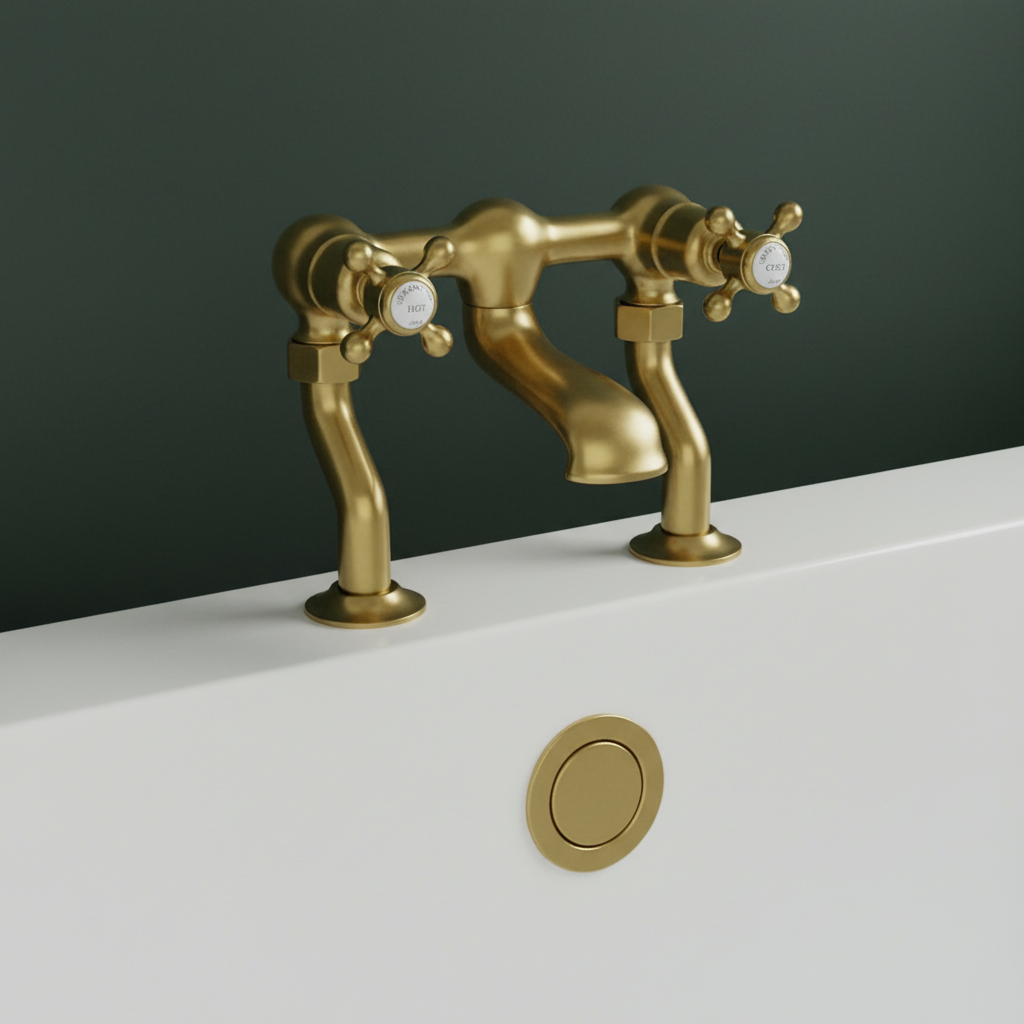 deck mounted bath filler tap brushed brass