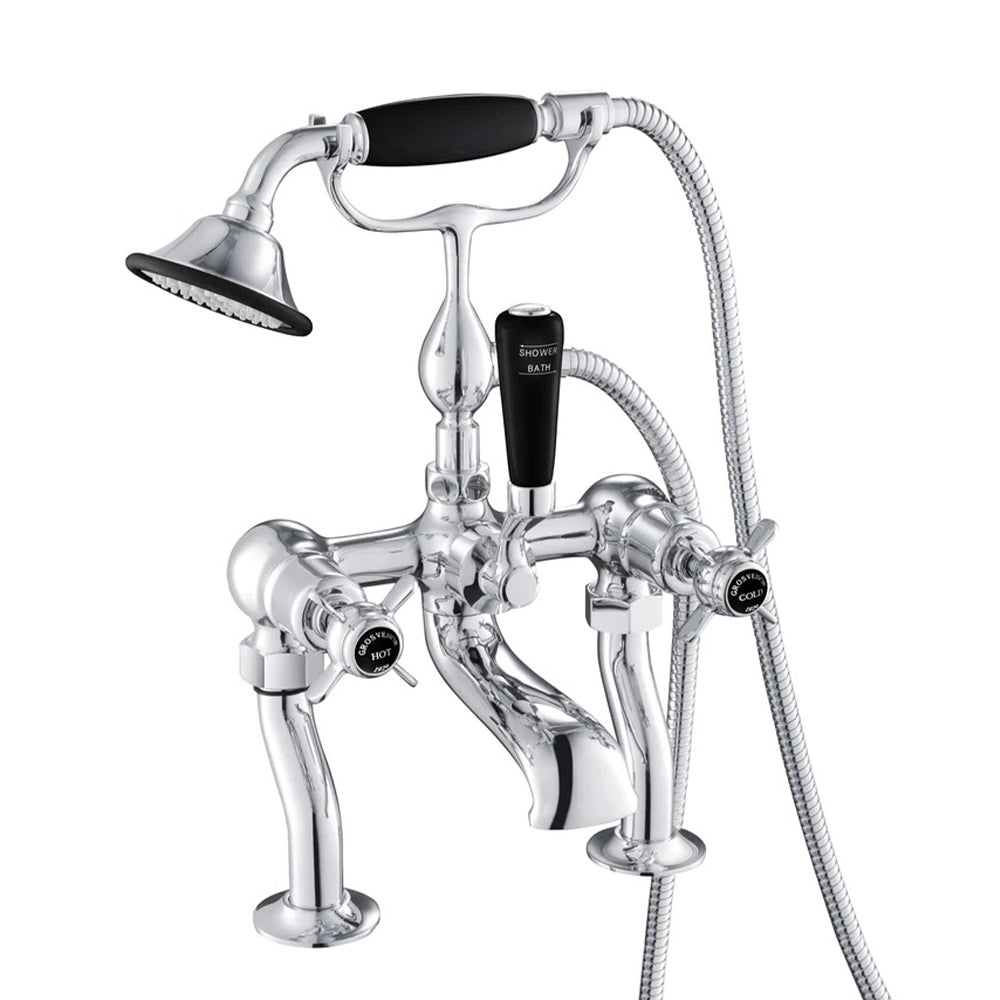 Chrome Black Pinch Deck Mounted Bath Shower Mixer with Kit Secondary image