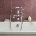 Victorian Deck Mounted Bath Tap with Shower Handset - Chrome 