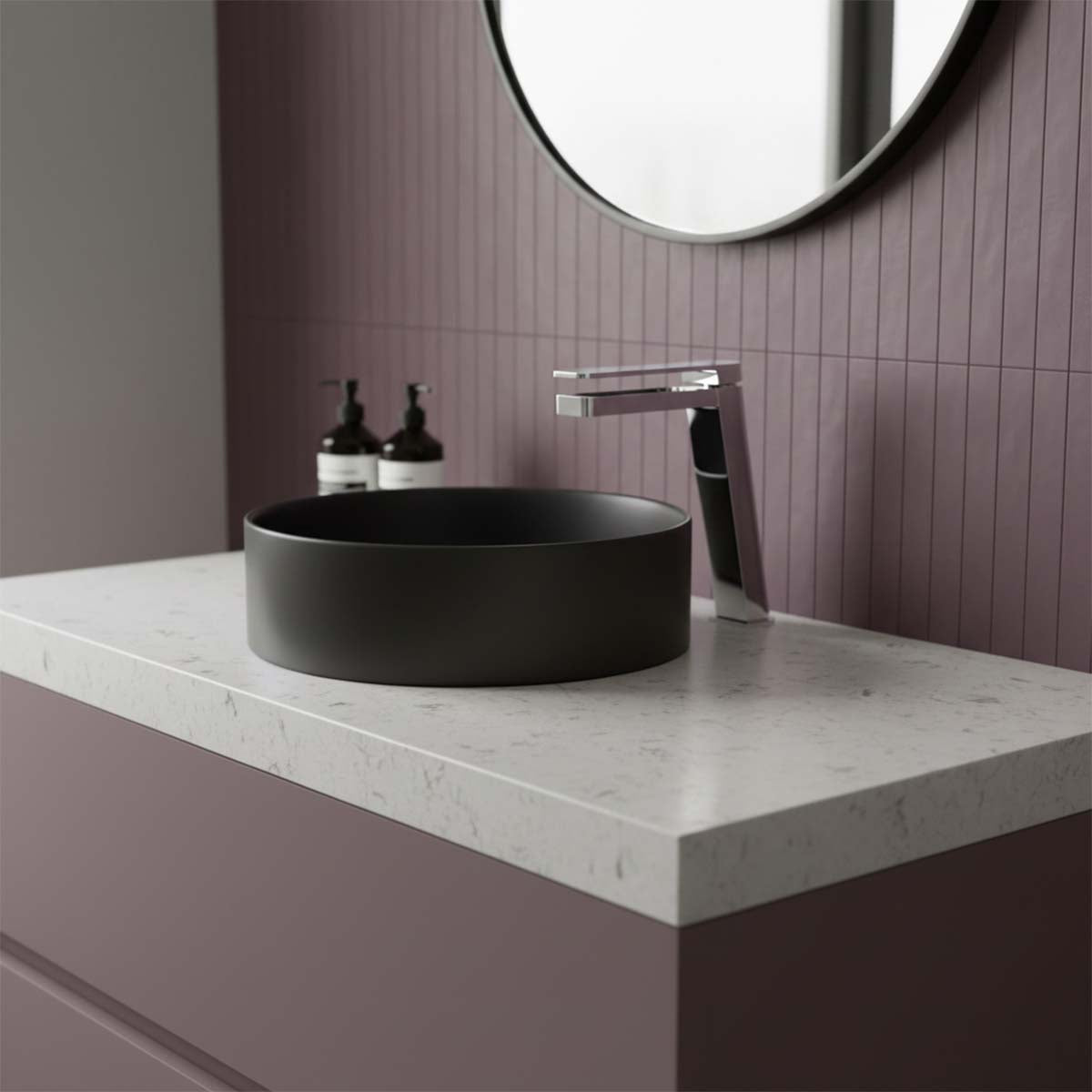  Deck Mounted Tall Basin Mixer Tap with White Lever Handle