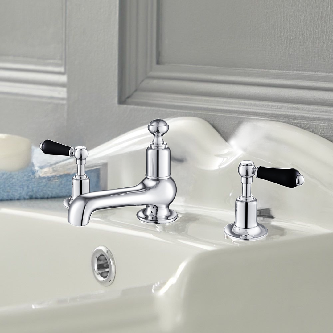 Deck Mounted Traditional Basin Mixer Tap with 3 Tap Holes Main image