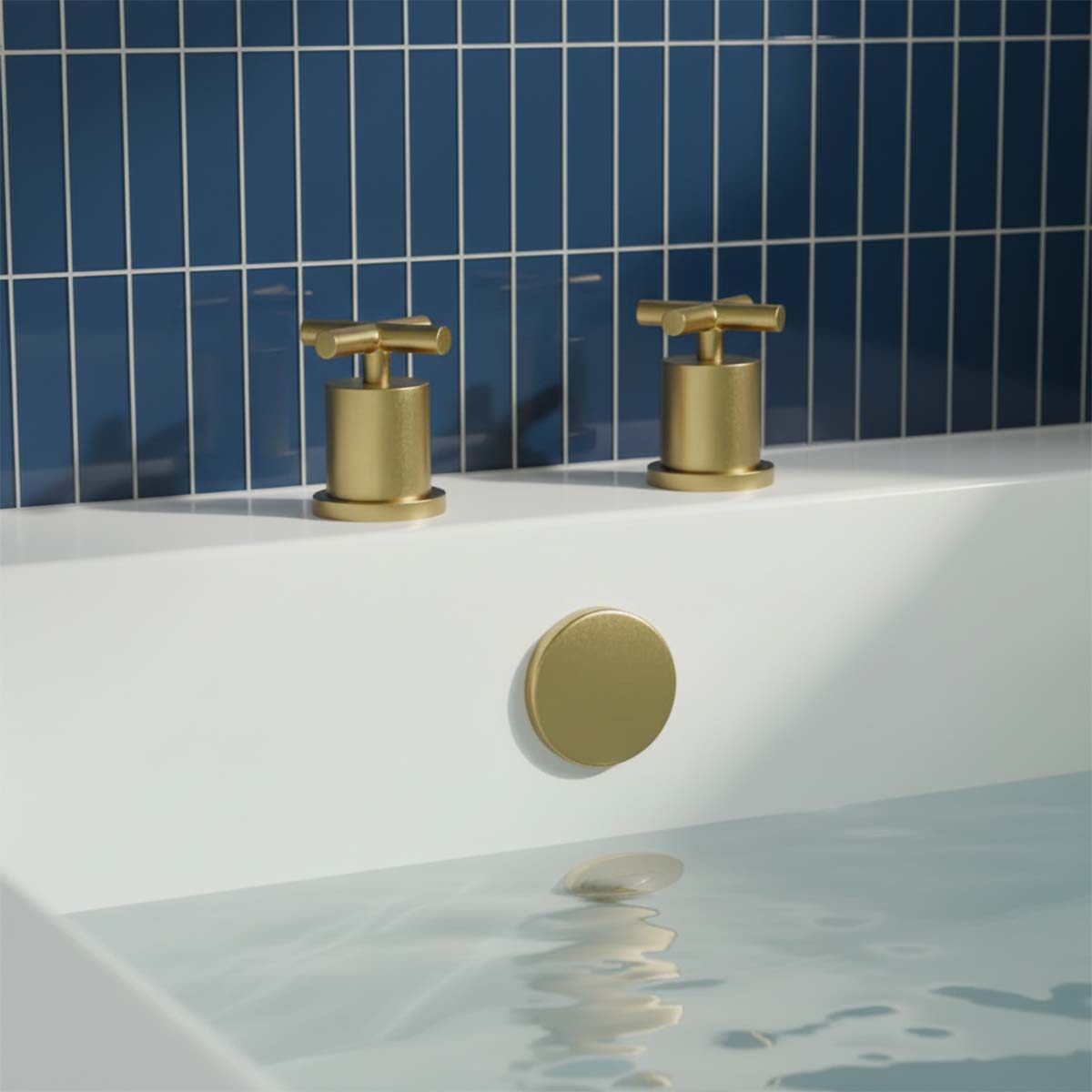 Deck mounted on / off control valves - brushed brass