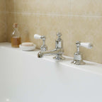 Deck mounted three hole lever Victorian tap - chrome 