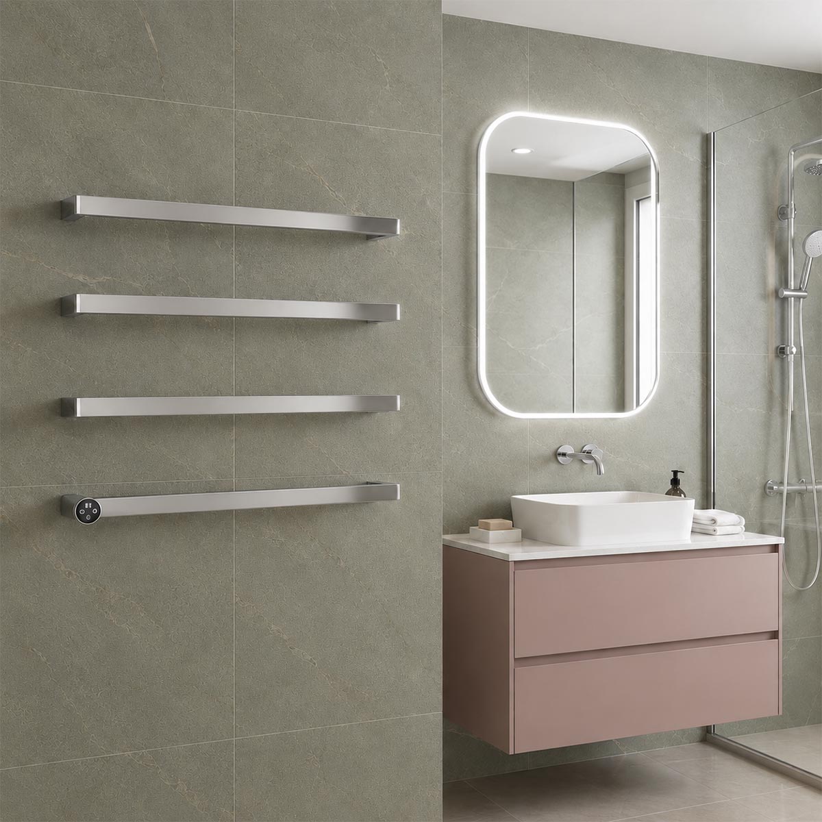 Dry Electric Heated Towel Rail - 486mm x 600mm