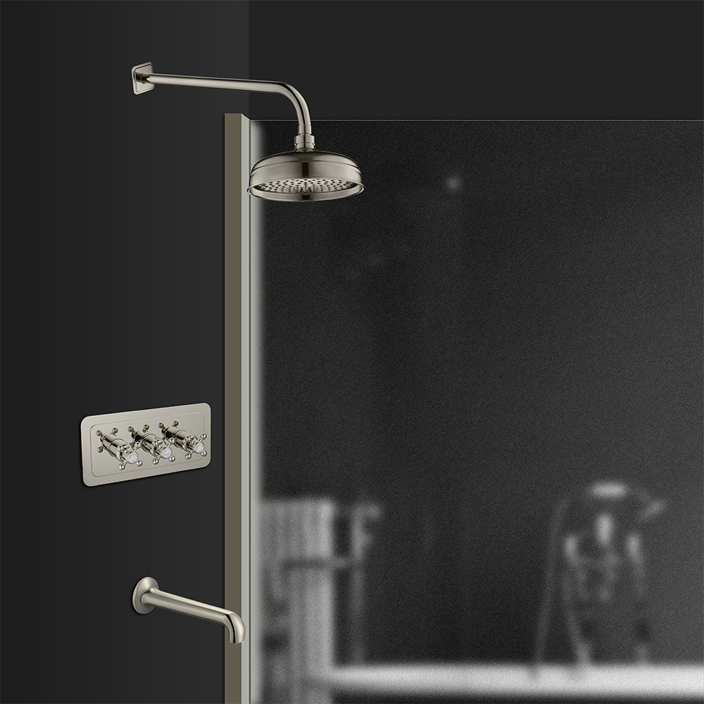Dual Outlet Valve Advanced Thermostatic Shower Control Brushed Nickel