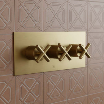 Dual Control Concealed Thermostatic Shower Mixer Valve - Brushed Brass Main image