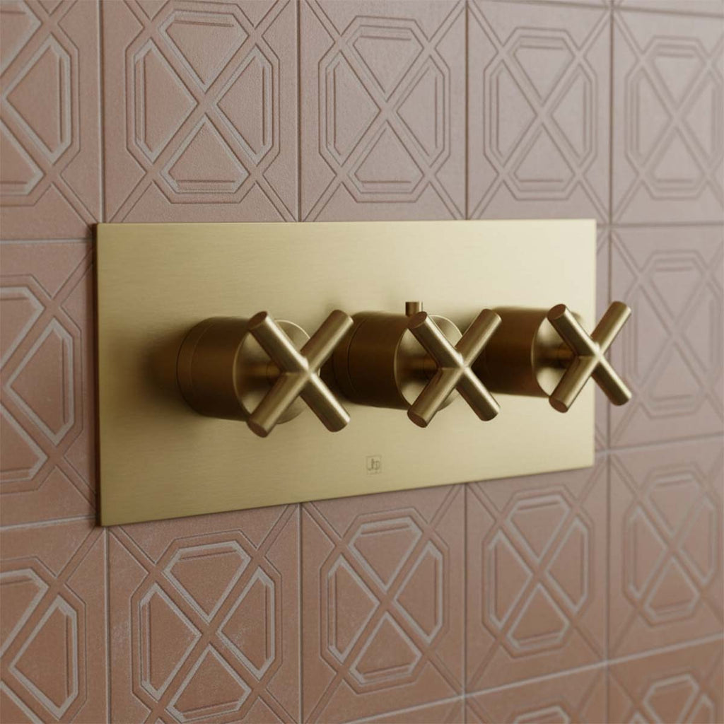 Dual Control Concealed Thermostatic Shower Mixer Valve - Brushed Brass