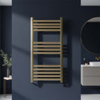 Dual Fuel Brushed Brass Towel Rail - 800mm x 400mm
