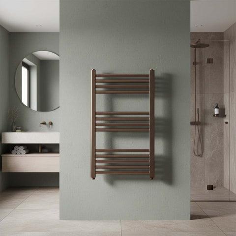 Dual Fuel Brushed Bronze Towel Rail - 800mm x 400mm
