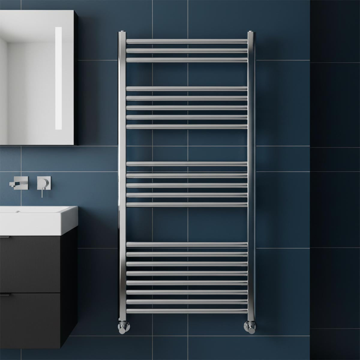 Dual Fuel Chrome Heated Towel Rail - 1200mm X 500mm Main image