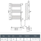bronze towel radiator technical sheet