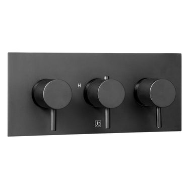 Elegant Dual Outlet Thermostatic Mixer Valve - Sleek Black Finish

