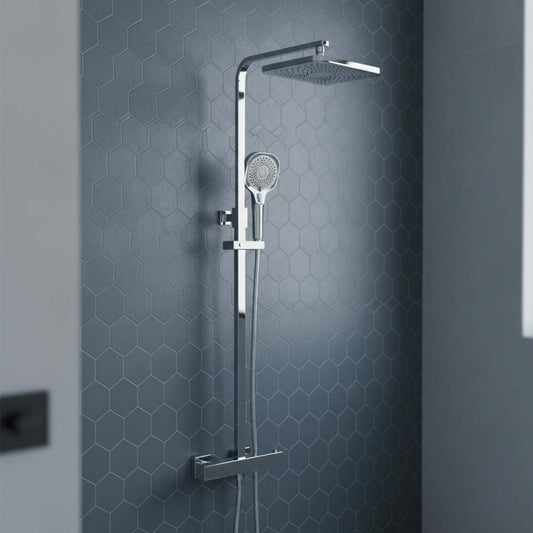 Exposed rigid riser shower kit 2 outlet - chrome finish 