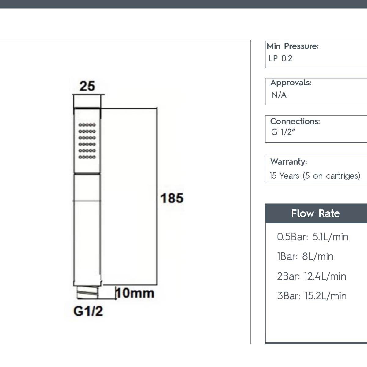 Chrome Single Function Shower Handle Secondary image
