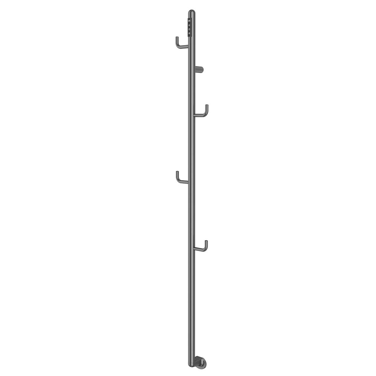 brushed black electric towel rail with hook