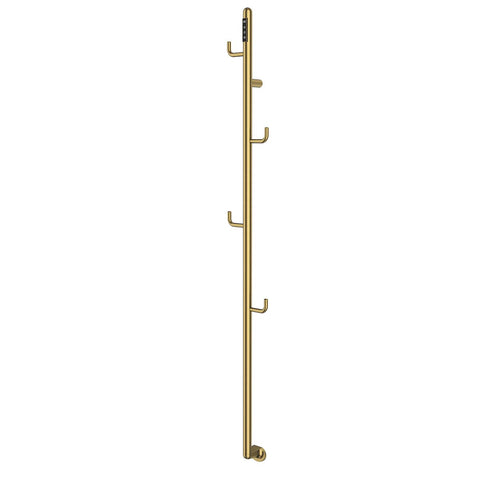 brushed brass vertical heated towel rail