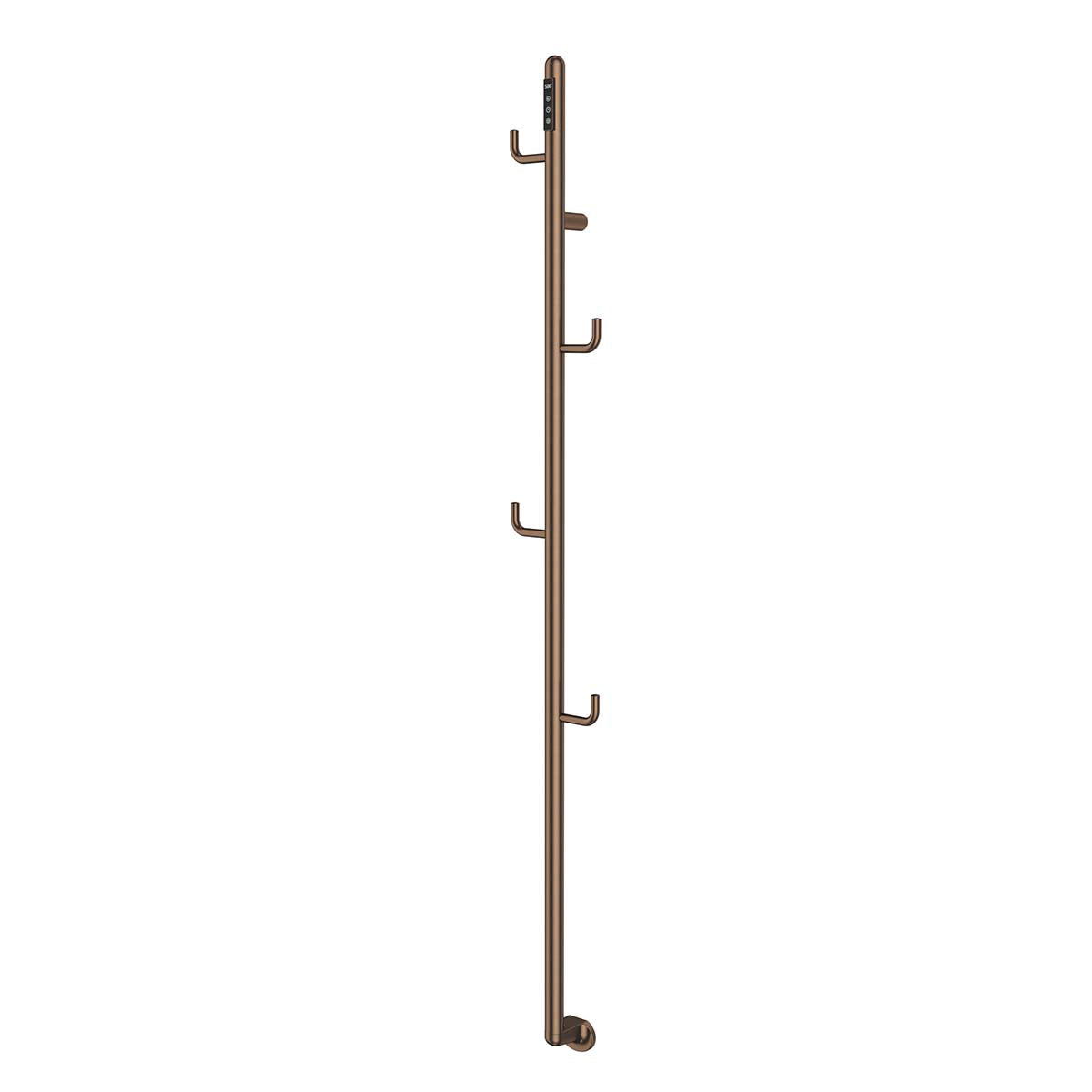 brushed bronze electric towel rail with hook