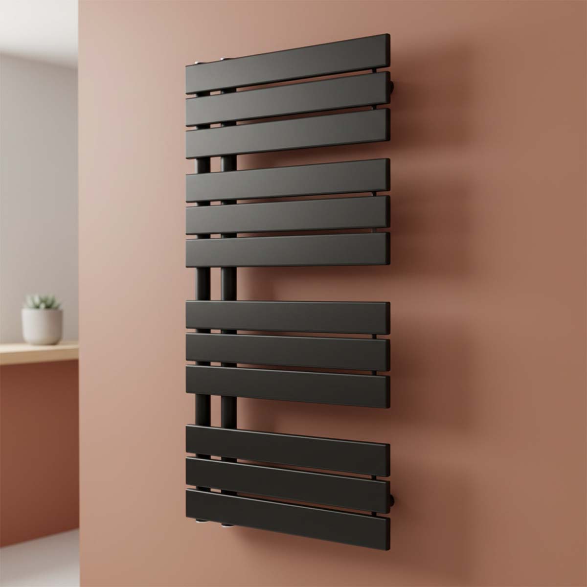 Flat Bars Towel Radiator 1080 X 550 - Matt Black Main image