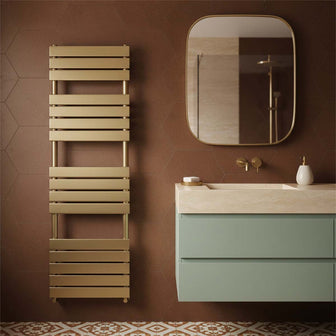Flat Panel Towel Radiator 1600 x 500mm Dual Fuel - Brushed Brass Main image