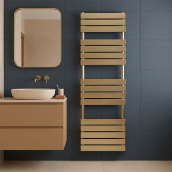Flat Panel Towel Radiator 1600 x 500mm Dual Fuel - Brushed Brass Secondary image