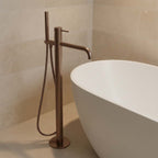 Floor-Standing Bath Shower Mixer with a Shower Handset - Bronze