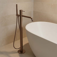 Floor-Standing Bath Shower Mixer with a Shower Handset - Bronze