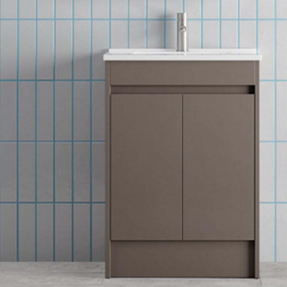 Floor Standing Vanity Unit with Ceramic Basin in Rich Stone Grey Main image