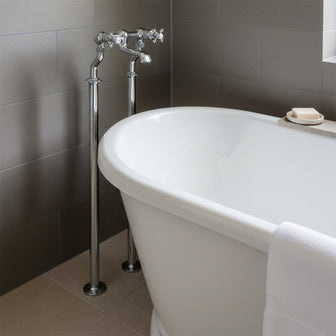 Chrome Freestanding Bath Filler Tap with Dual Crosshead Handles Main image