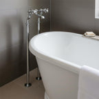 Chrome Freestanding Bath Filler Tap with Dual Crosshead Handles