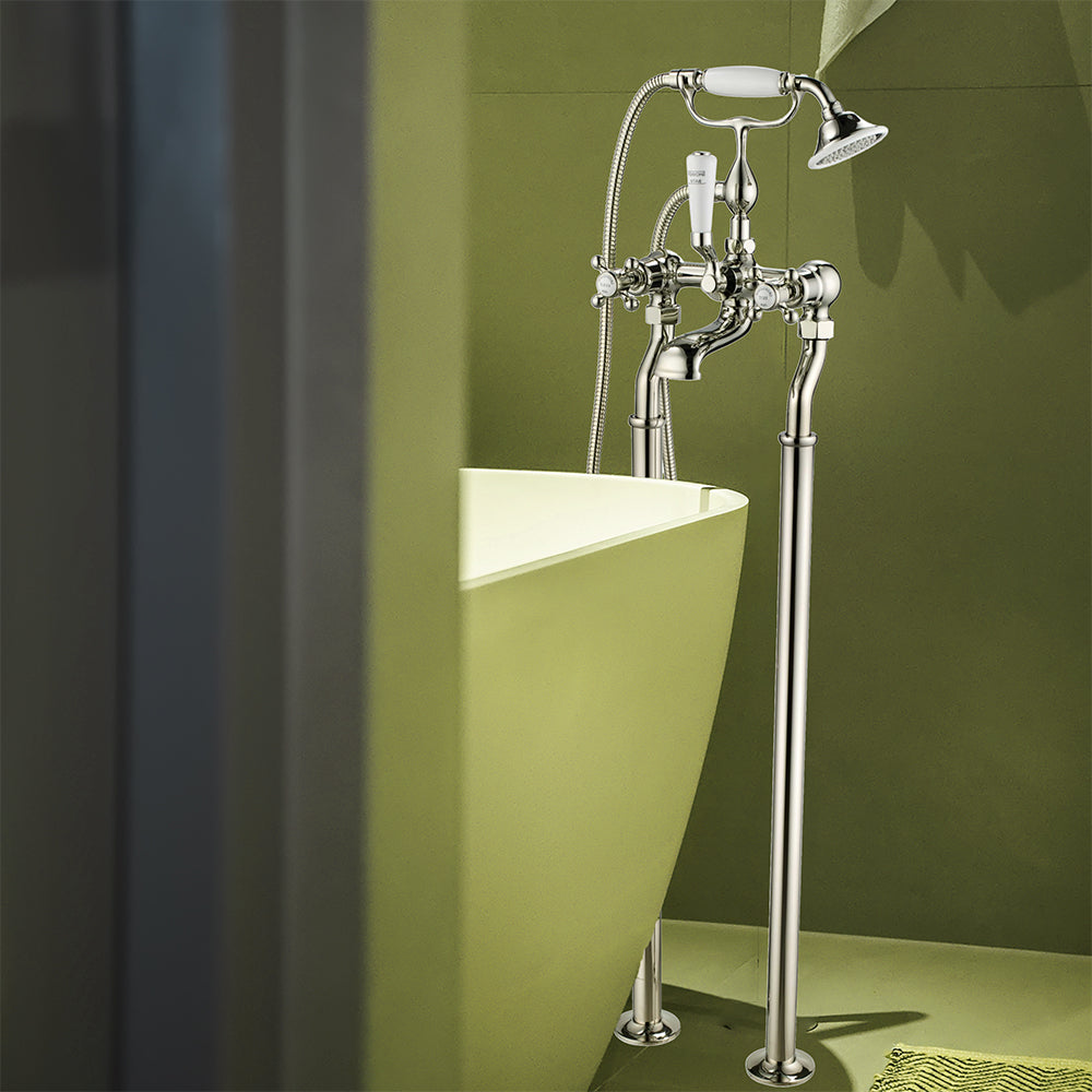 brushed nickel freestanding bath tap