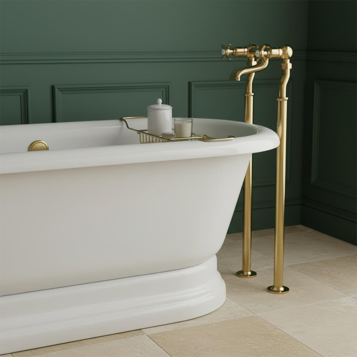  Freestanding Crosshead Bath Filler Tap - Gold