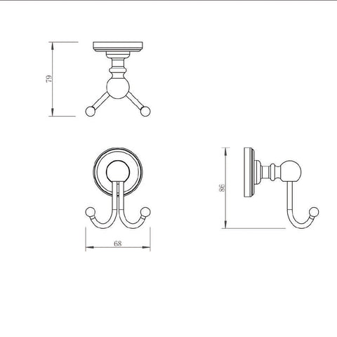 Double Robe Hook - Chrome