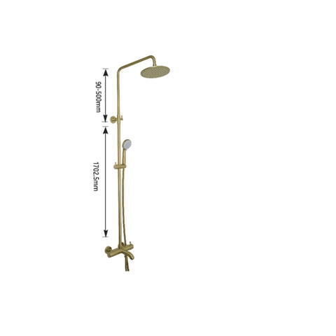 "Brushed Brass Thermostatic Bar & Radiator Set: Shower Waste, Towel Rail, and Tall Basin Mixer"