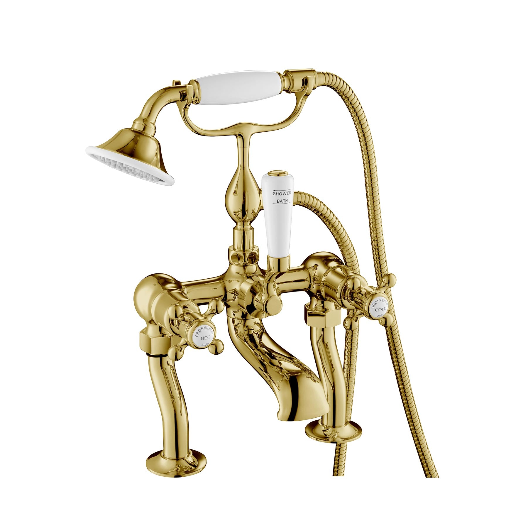 Traditional Gold Bath Shower Mixer Tap with Handset