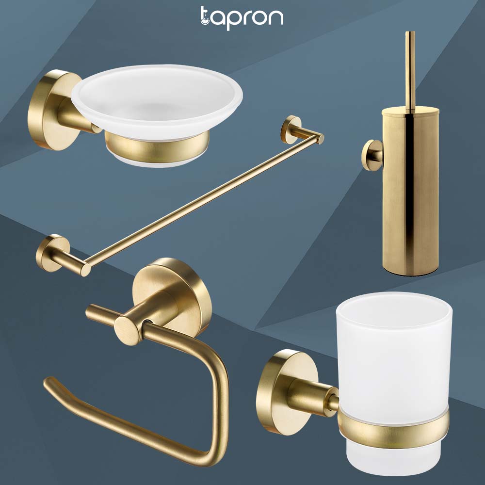 Gold Modern Wall Mounted Soap Dish Tumbler Holder Towel Rail