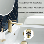 Gold Unslotted Click Clack Basin Waste - Brushed Brass
