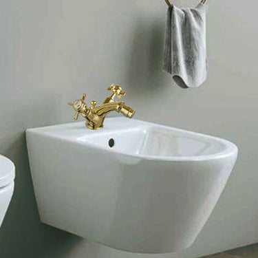 Gold Bidet Mixer Tap with Pop Up Waste
