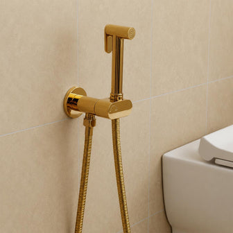 Gold Douche Spray Kit with Handset, Hose & Bracket Main image