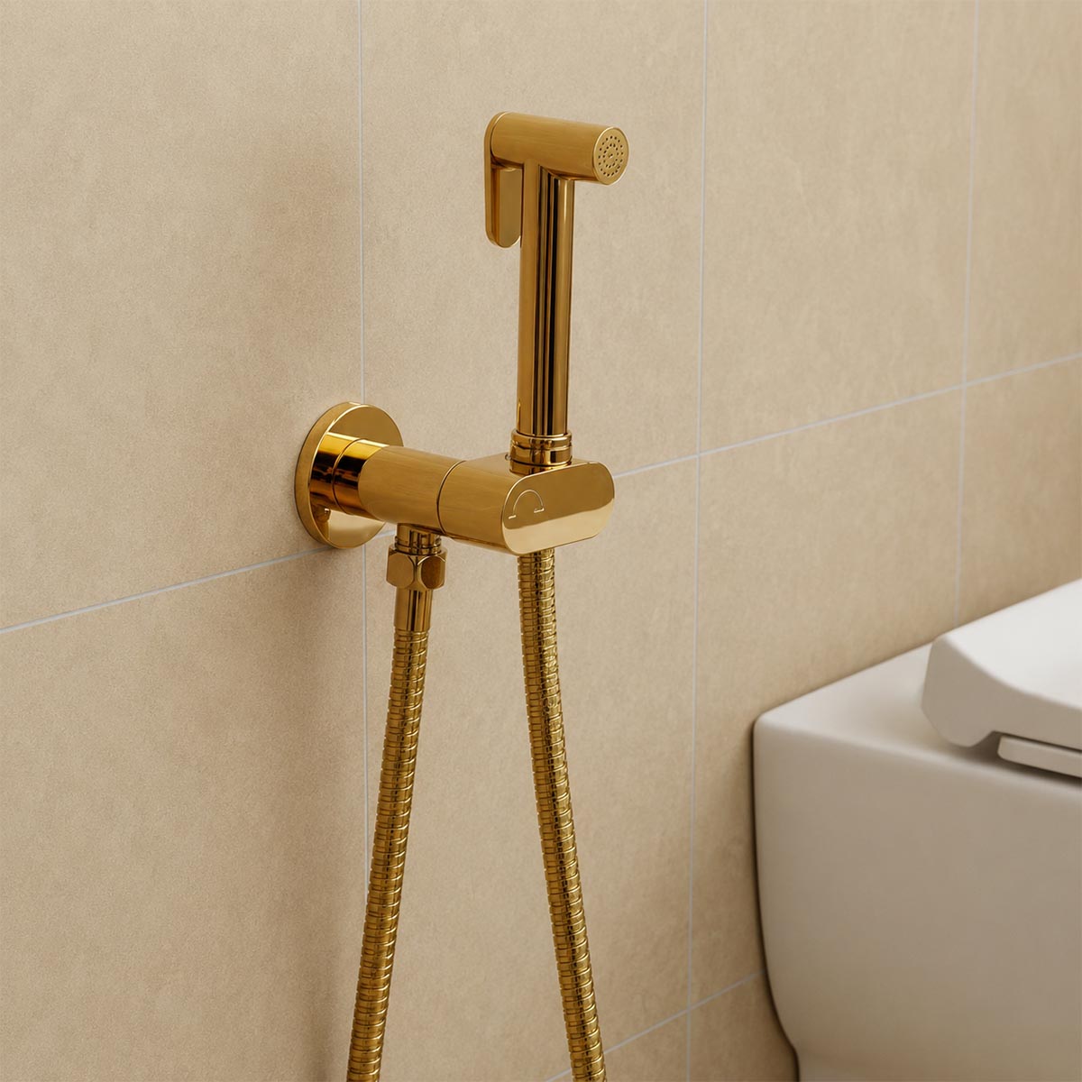 Gold Douche Spray Kit with Handset, Hose & Bracket