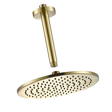 Gold Fixed Shower Head & Arm - 300mm
