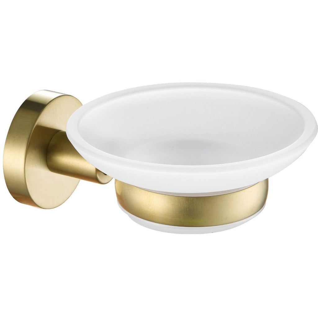 Gold Modern Wall Mounted Soap Dish with Holder - Brushed Brass
