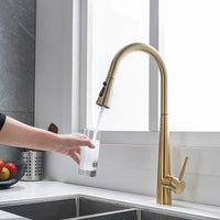 Gold Pull Out Spray Kitchen Mixer Tap
