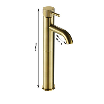 Gold Basin Duo: Tall Mixer Tap with Designer Handle & Slotted Waste – Brushed Brass Secondary image