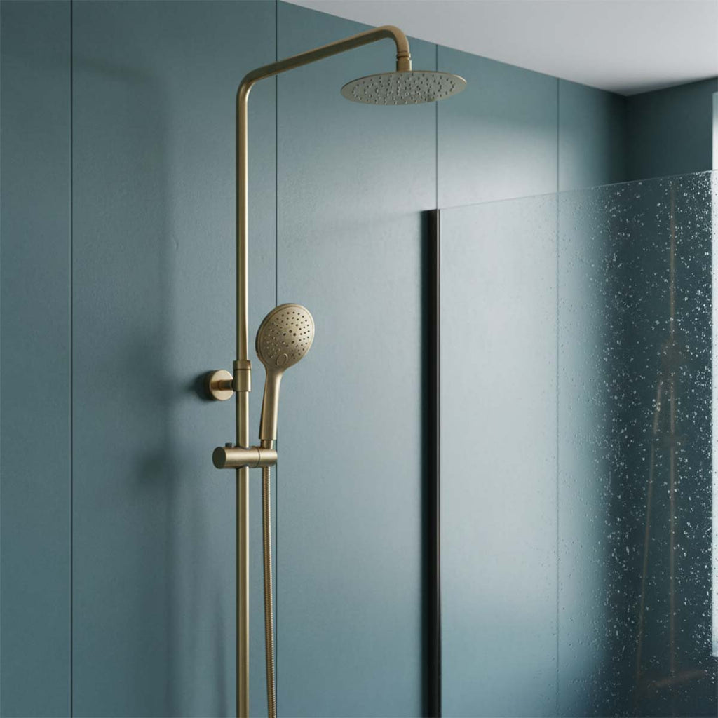 Gold Thermostatic Shower Kit with Adjustable Riser