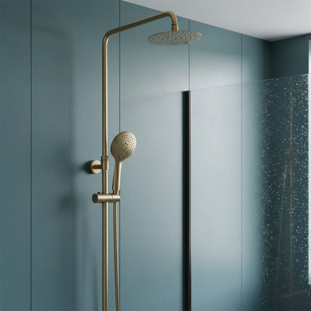 Gold Thermostatic Shower Kit with Adjustable Riser