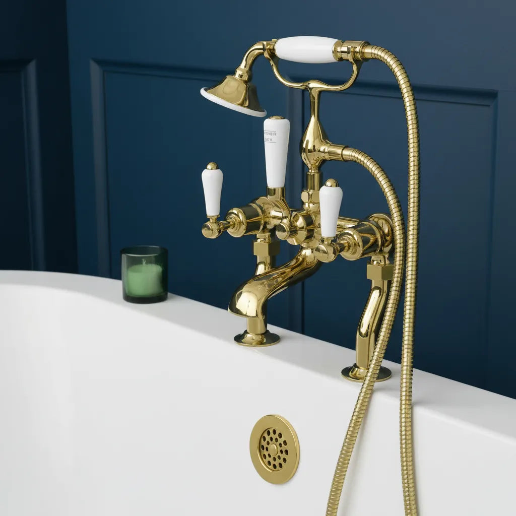 Gold Bath Shower Mixer Tap with Shower Attachment Main image