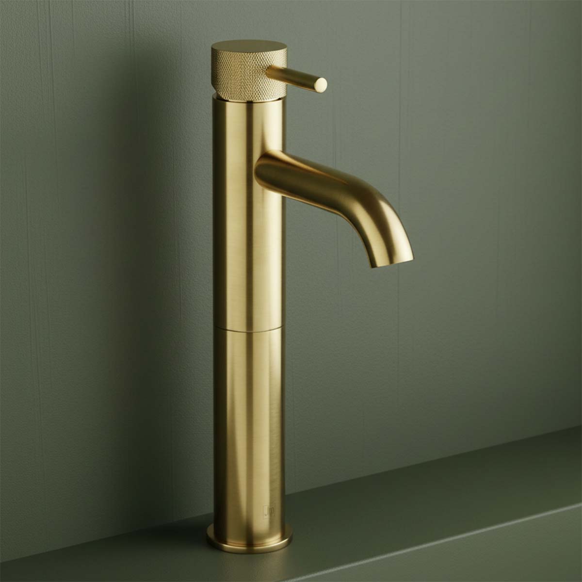 brushed brass tall basin mixer tap 