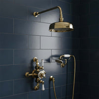 Gold traditional dual exposed thermostatic shower valve