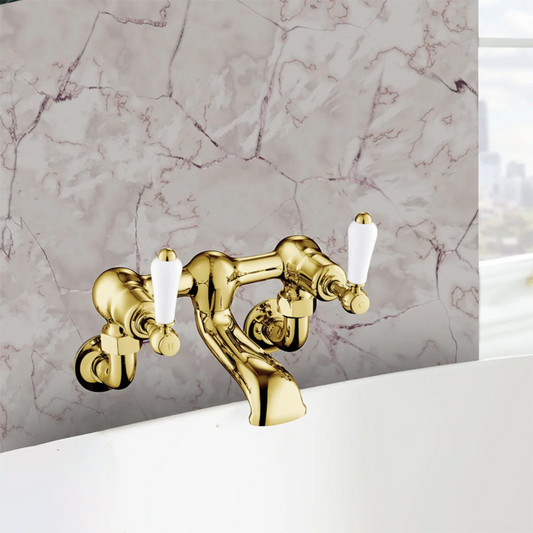 Gold wall mounted bath filler tap 1200